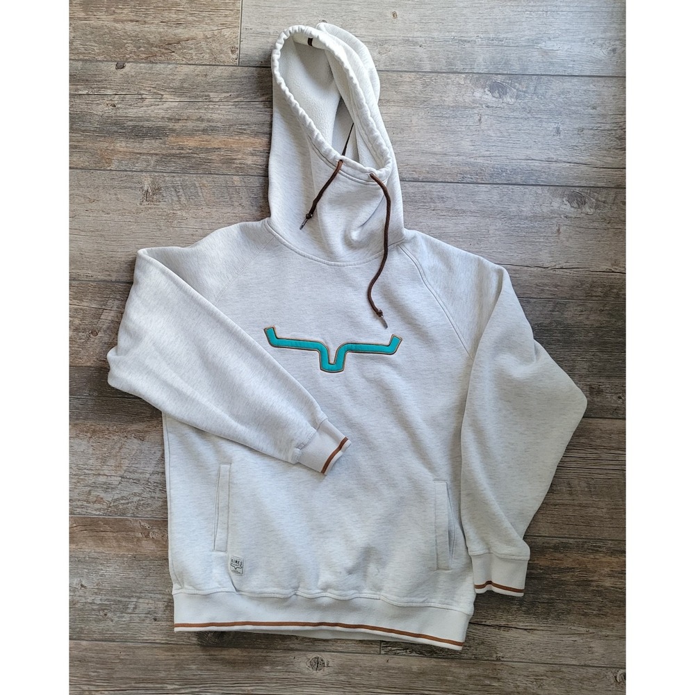 Kimes Ranch Hoodie XL Gray Western Uncomplicated Embroidered Longhorn Pullover